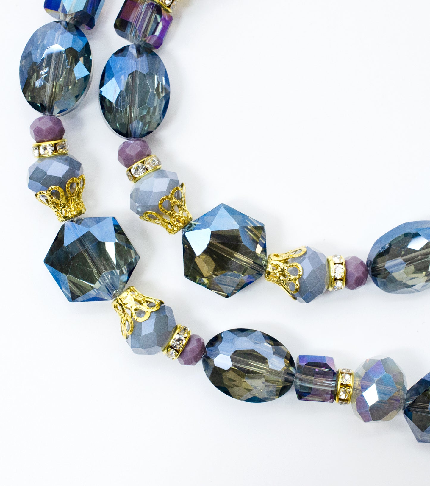 2 pcs Blue Glass Beads Strand for Jewelry Making Craft Assorted Beading Kit