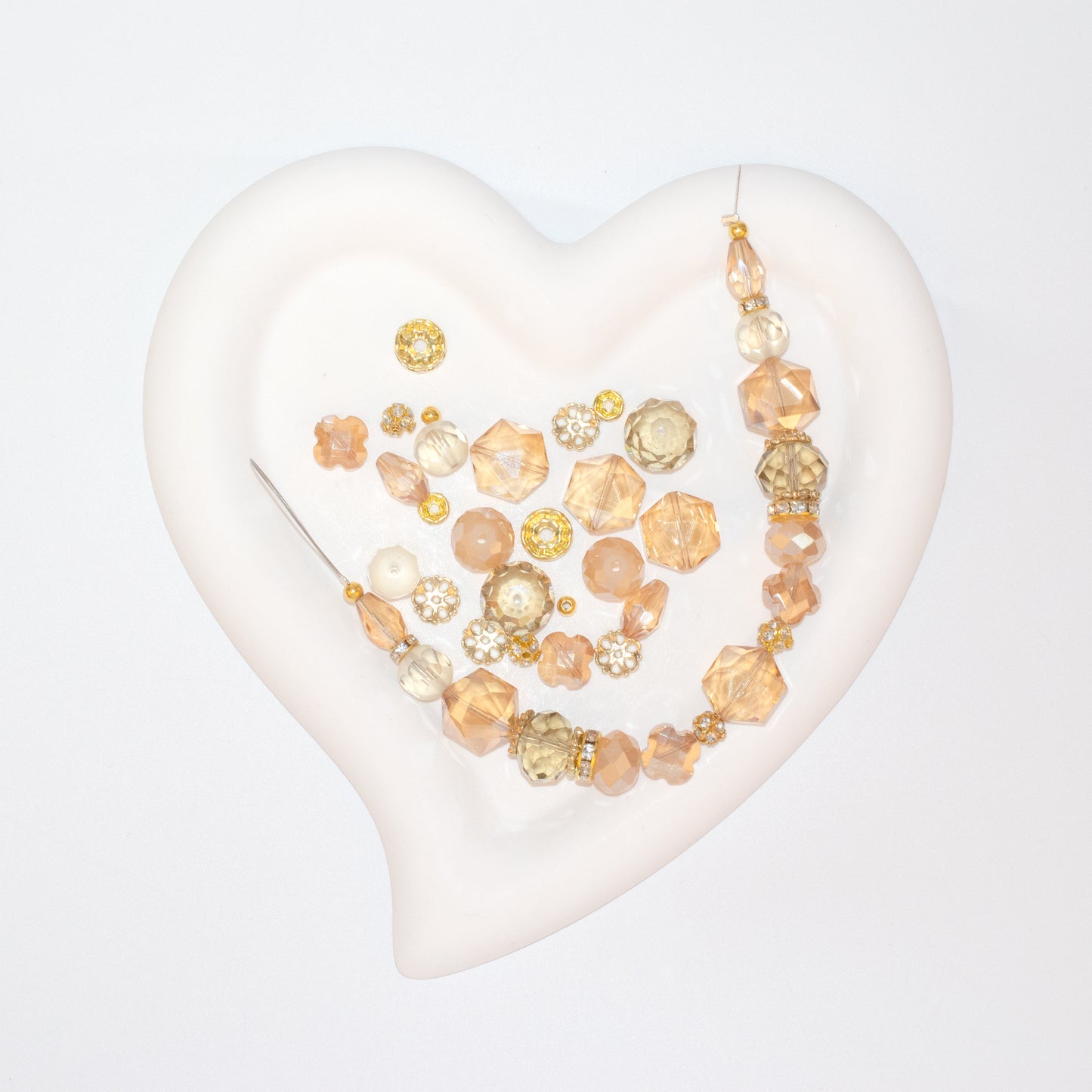 Tan Glass Beads Strand for Jewelry Making Craft Assorted Beading Kit