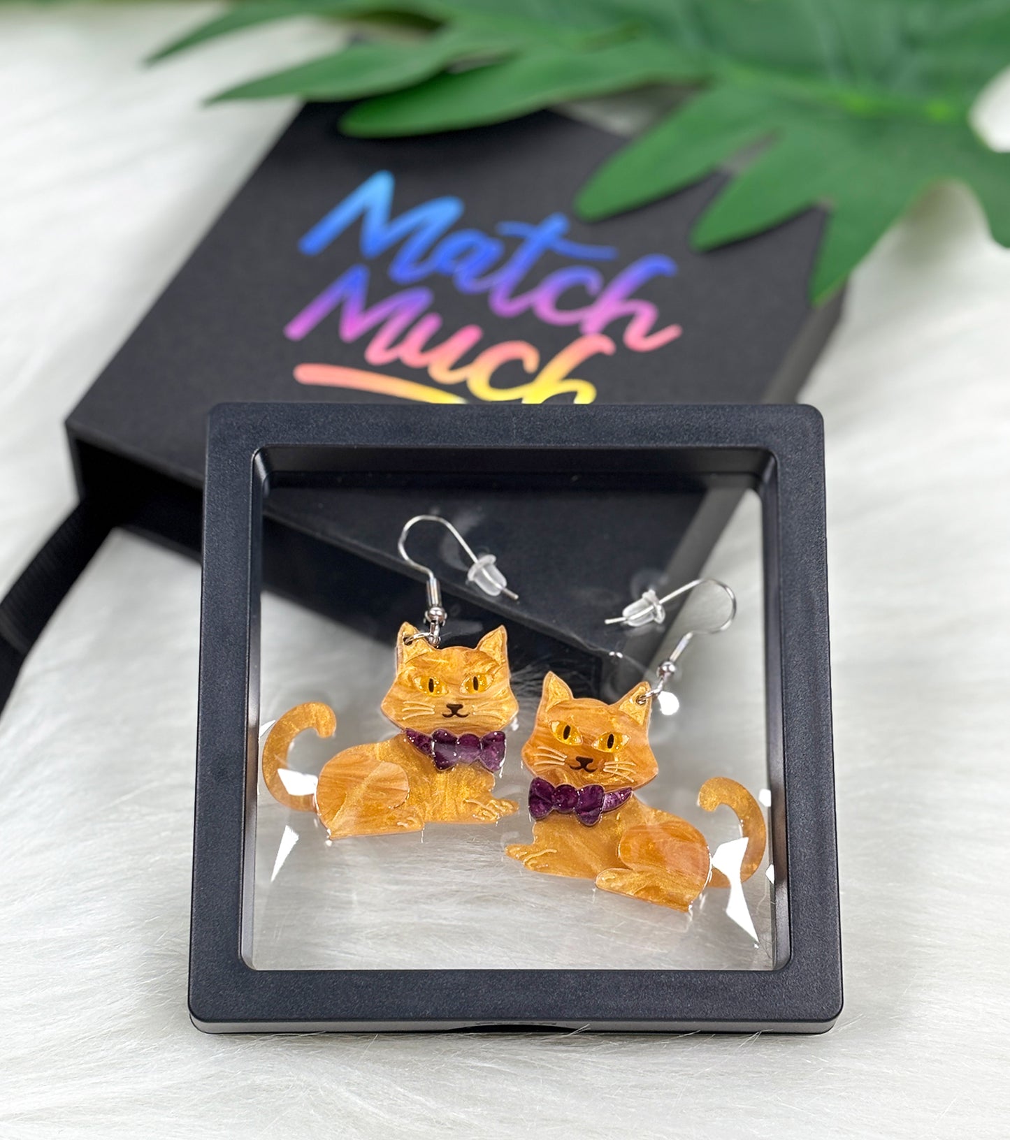 Orange Cat Earrings Christmas Statement Jewelry for Women
