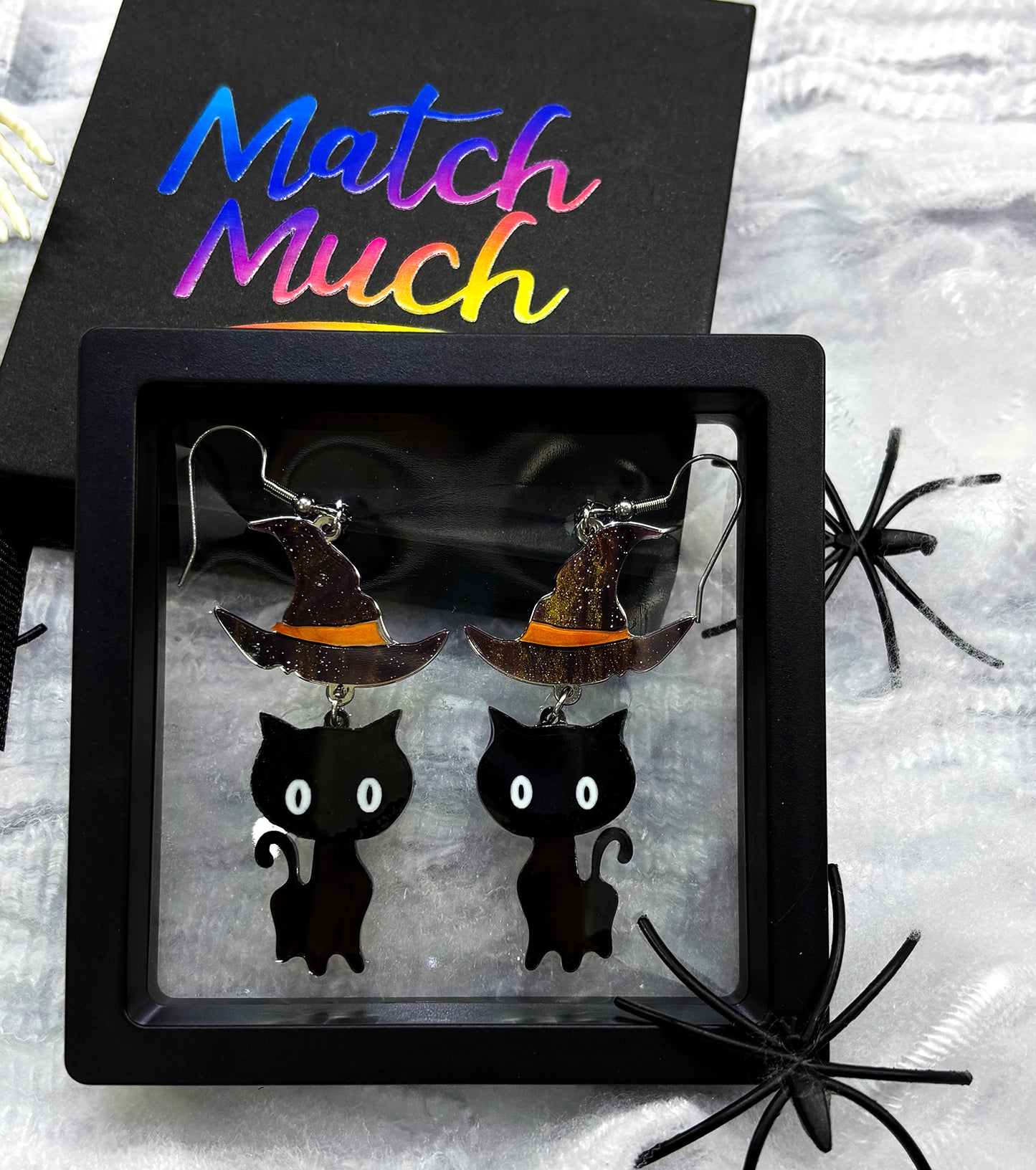 Wizard Cat Earrings Acrylic Resin Halloween Statement Jewelry for Women