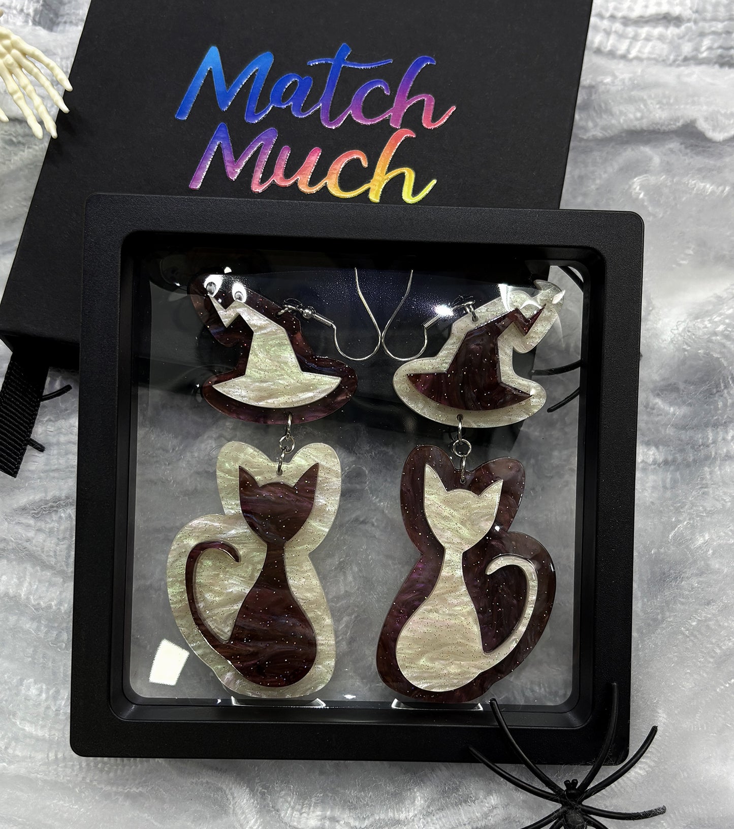 Wizard Cat Earrings Acrylic Resin Halloween Statement Jewelry for Women