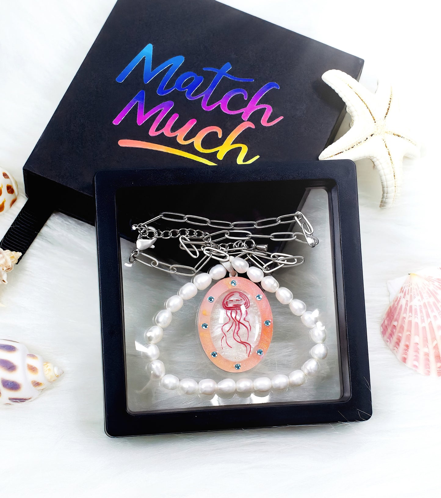 Jellyfish Necklace Ocean Acrylic Resin Statement Jewelry for Women