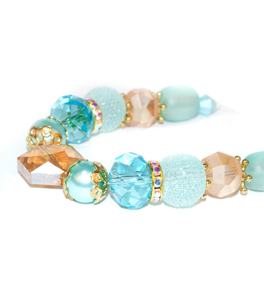 Aqua Glass Beads Strand for Jewelry Making Craft Assorted Beading Kit