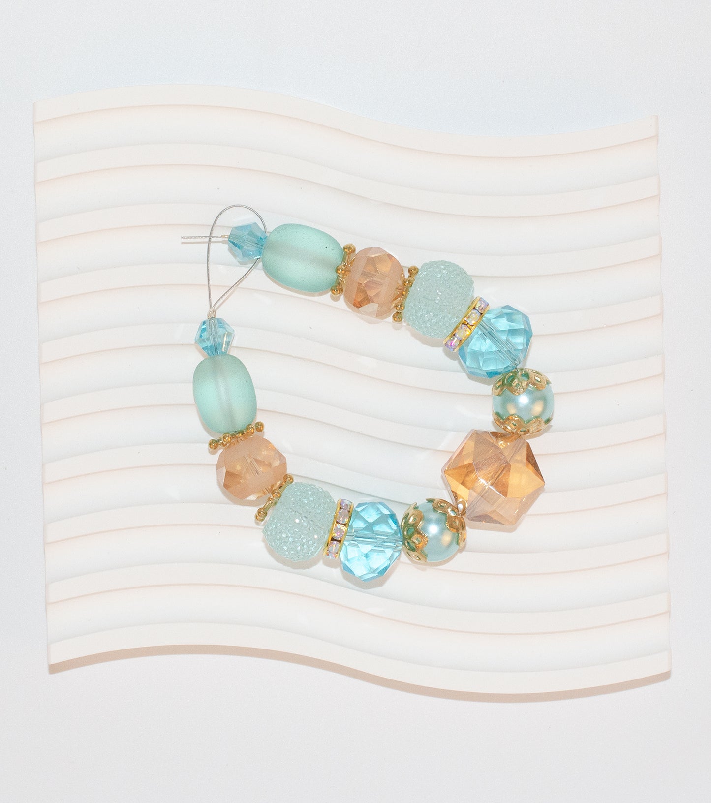 Aqua Glass Beads Strand for Jewelry Making Craft Assorted Beading Kit