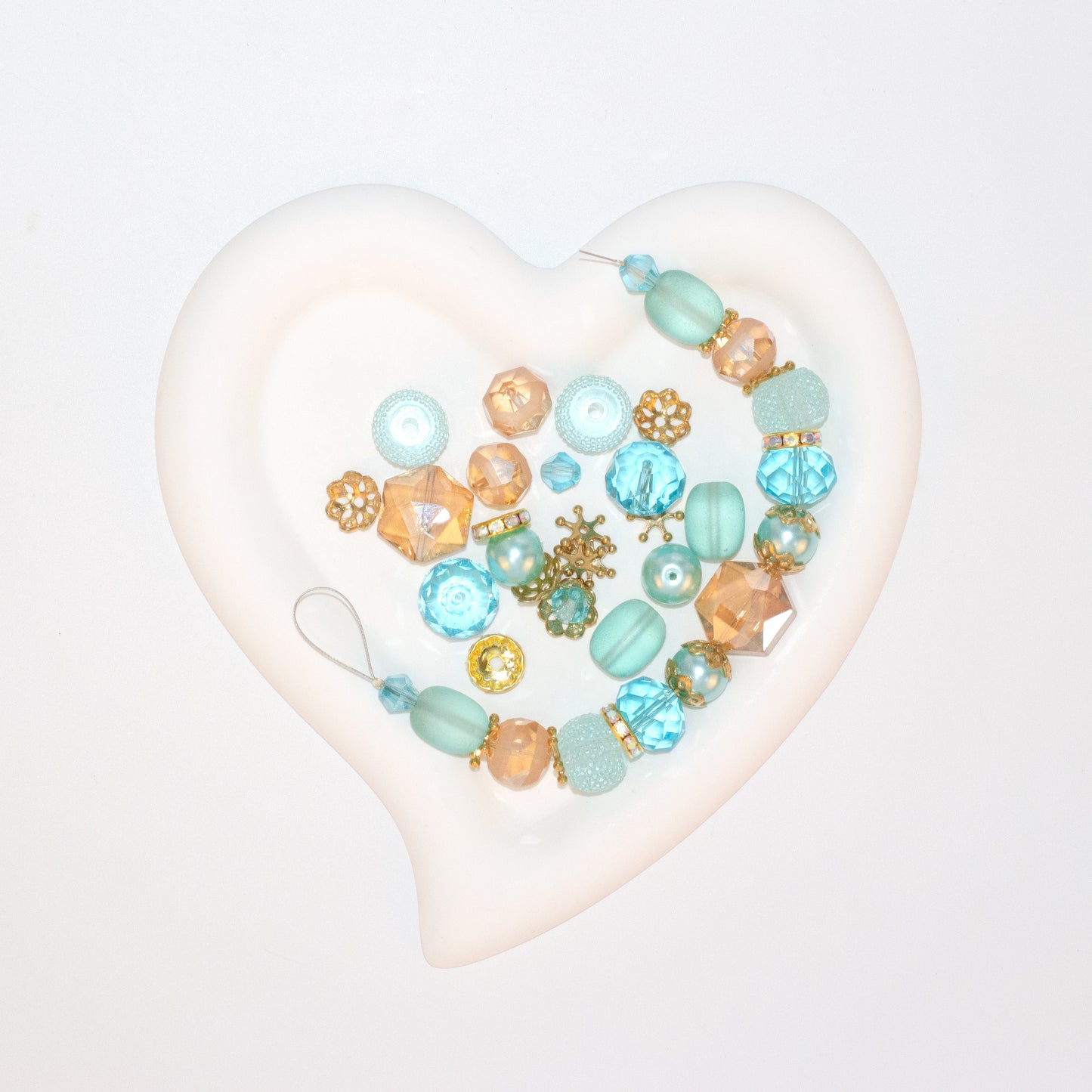 Aqua Glass Beads Strand for Jewelry Making Craft Assorted Beading Kit