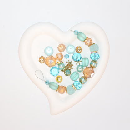 Aqua Glass Beads Strand for Jewelry Making Craft Assorted Beading Kit