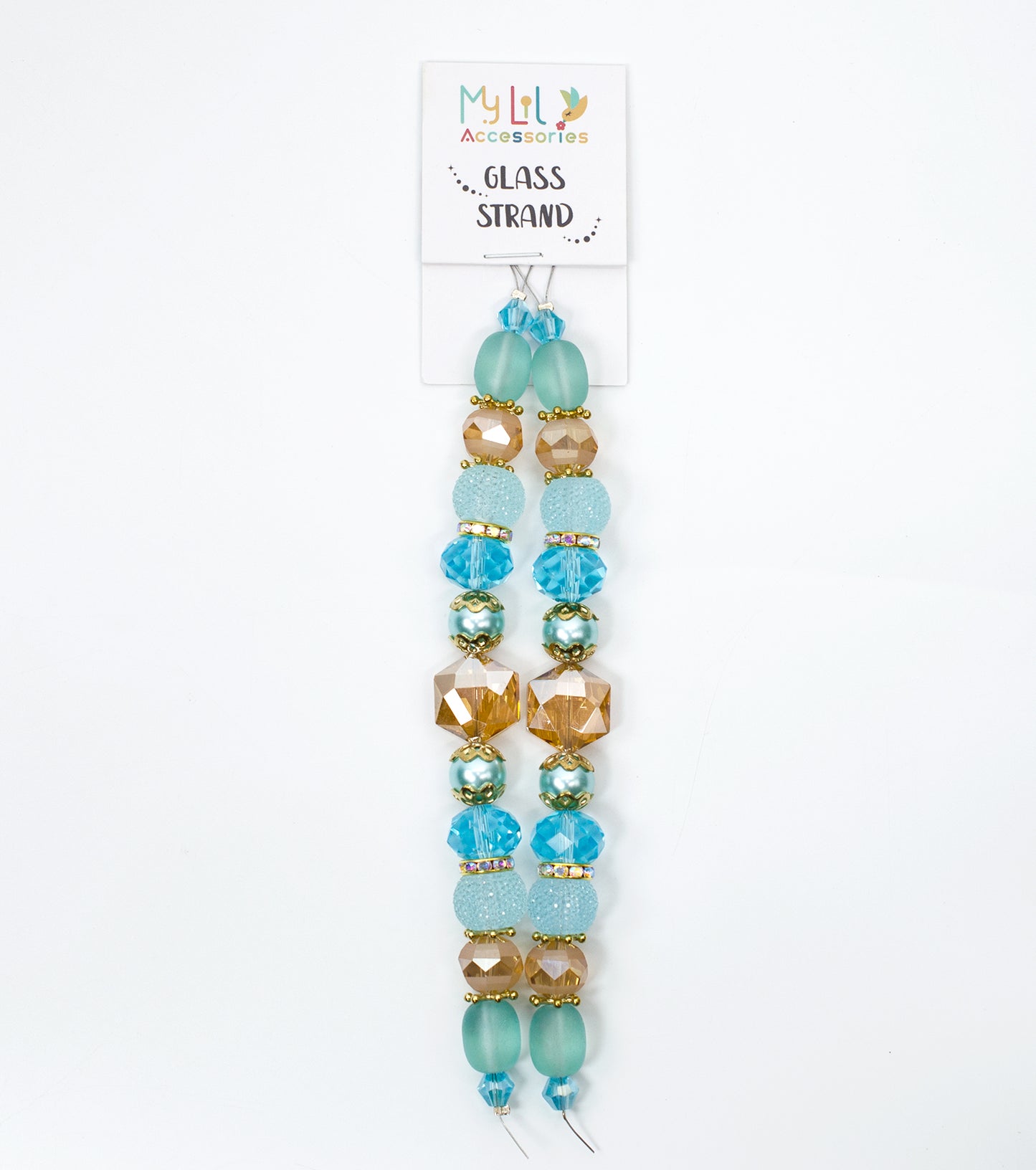 2 pcs Aqua Glass Beads Strand for Jewelry Making Craft Assorted Beading Kit