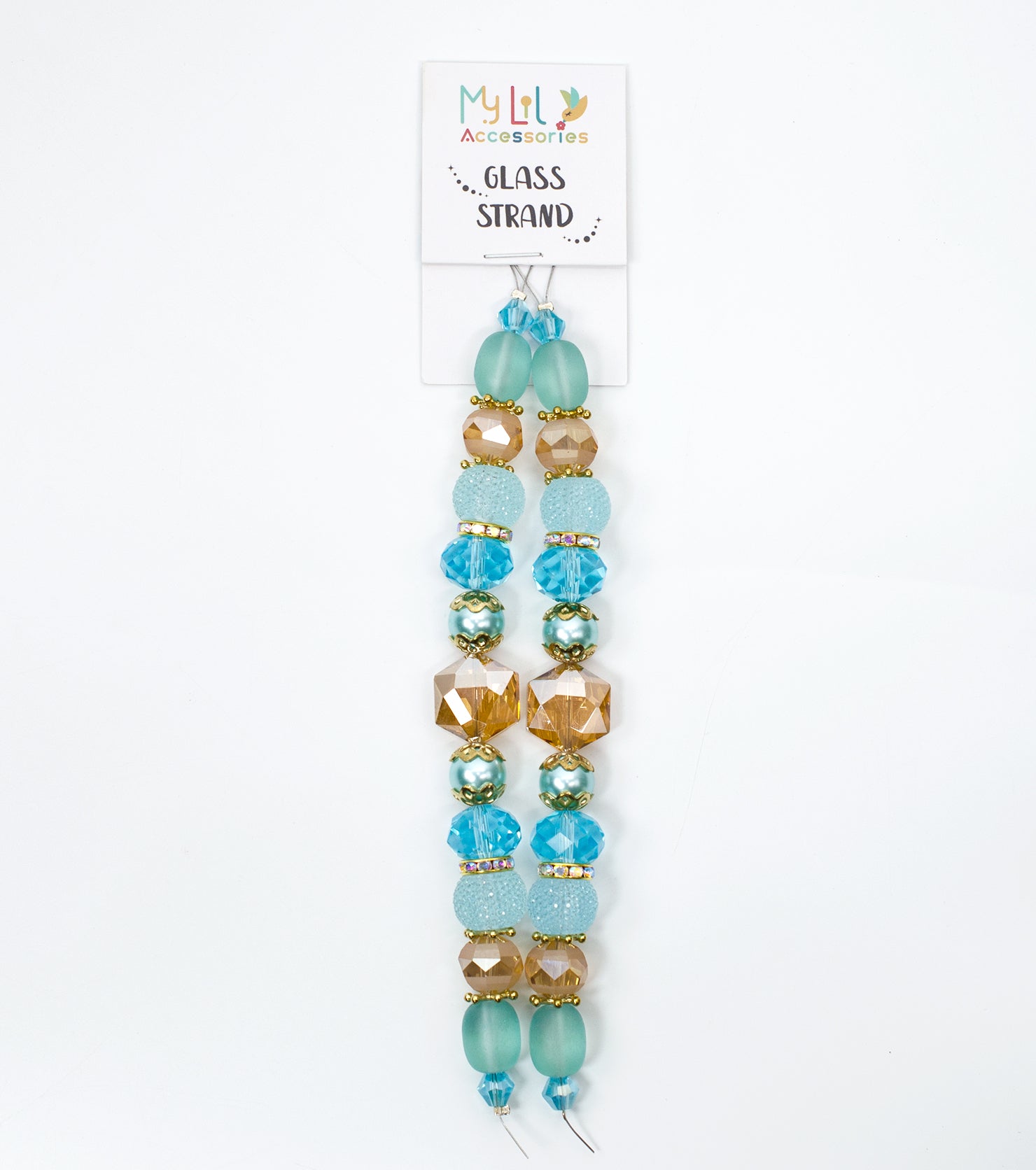 2 pcs Aqua Glass Beads Strand for Jewelry Making Craft Assorted Beading Kit