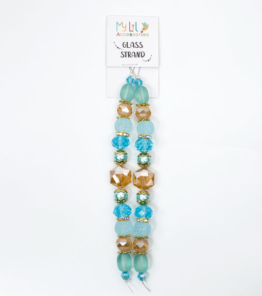 2 pcs Aqua Glass Beads Strand for Jewelry Making Craft Assorted Beading Kit