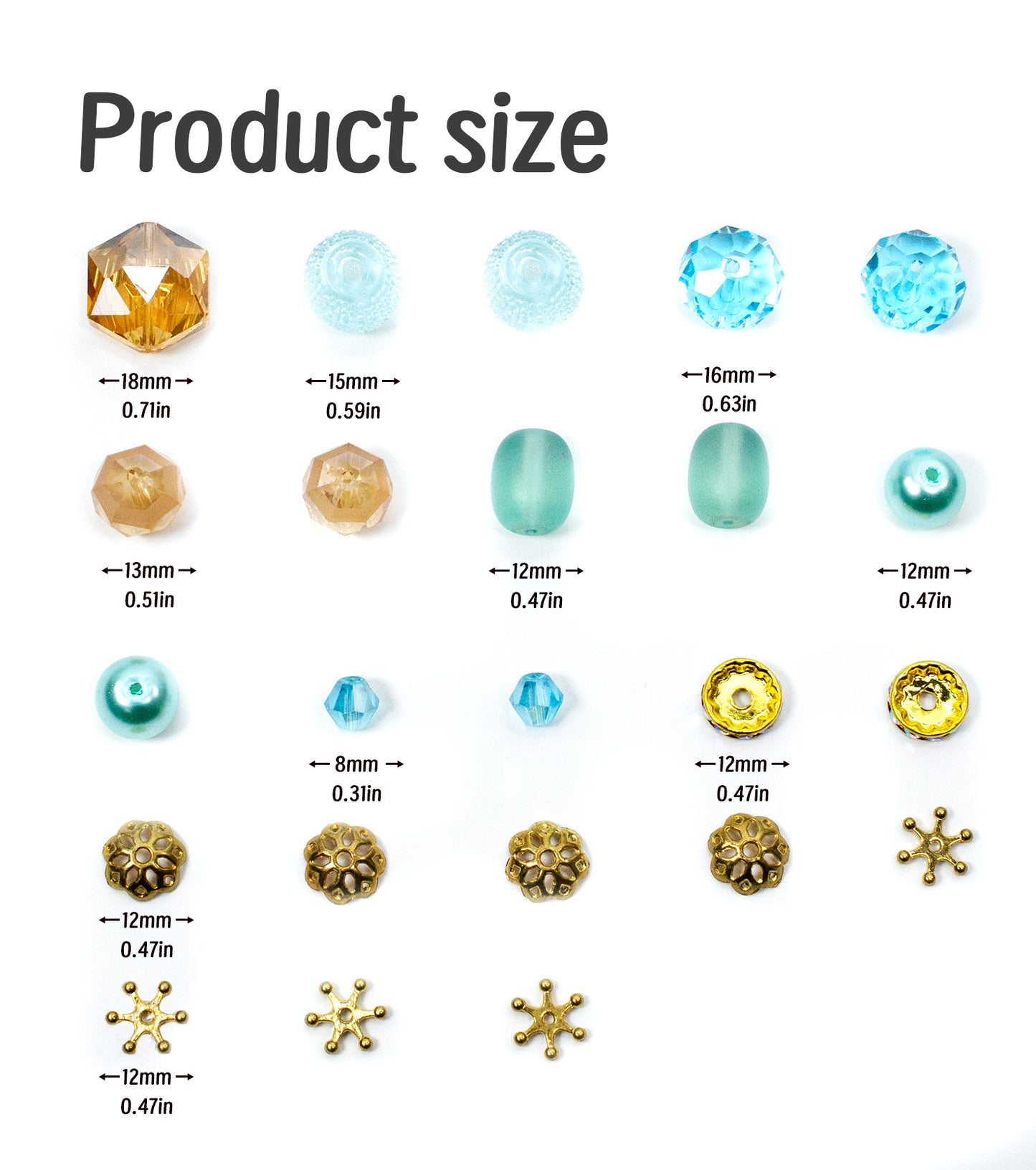 2 pcs Aqua Glass Beads Strand for Jewelry Making Craft Assorted Beading Kit