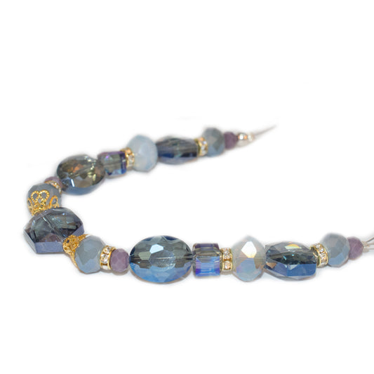 Blue Glass Beads Strand for Jewelry Making Craft Assorted Beading Kit