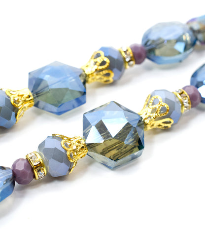 2 pcs Blue Glass Beads Strand for Jewelry Making Craft Assorted Beading Kit