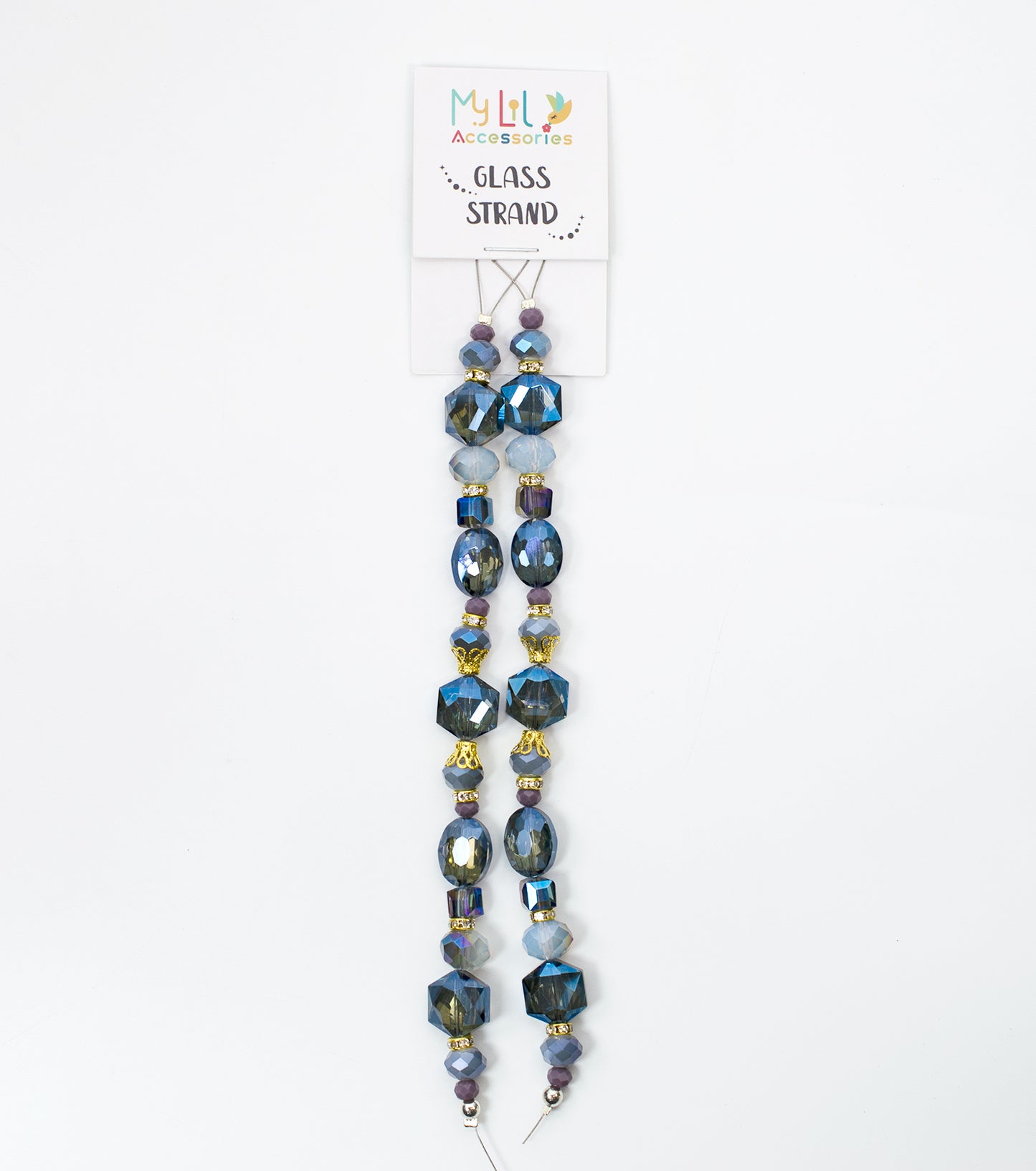 2 pcs Blue Glass Beads Strand for Jewelry Making Craft Assorted Beading Kit