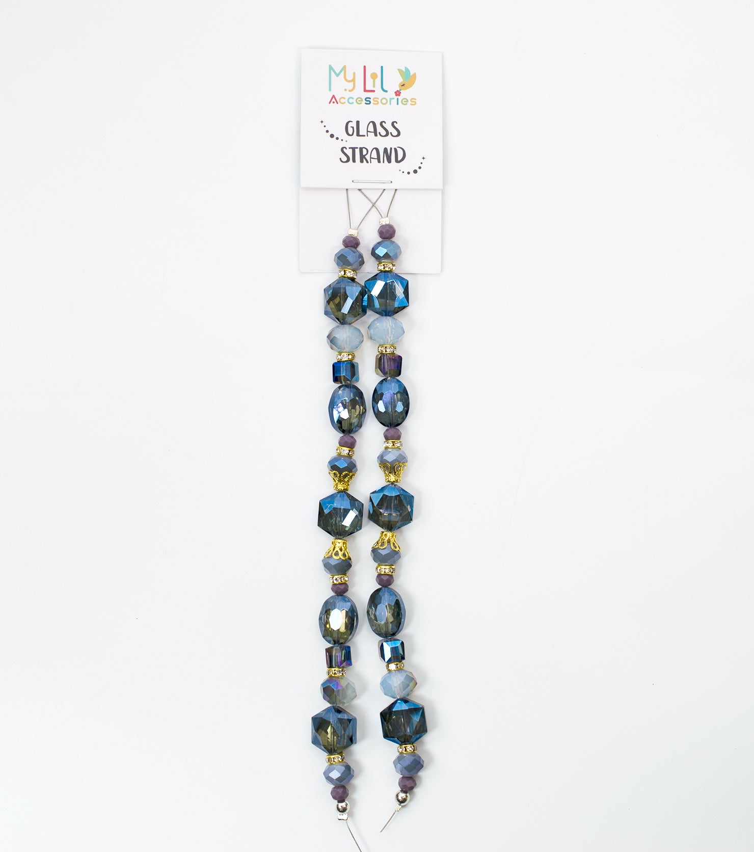 2 pcs Blue Glass Beads Strand for Jewelry Making Craft Assorted Beading Kit