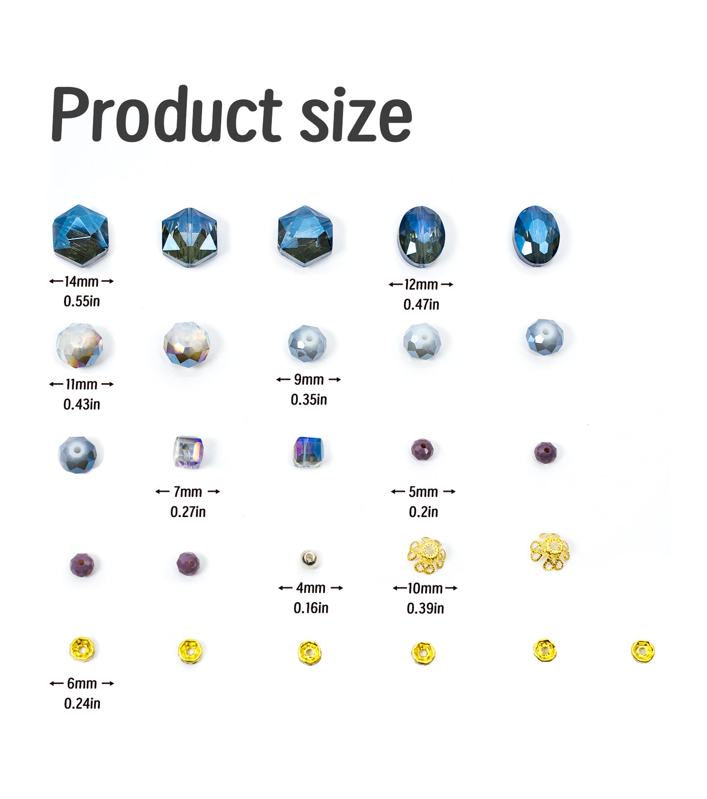 2 pcs Blue Glass Beads Strand for Jewelry Making Craft Assorted Beading Kit