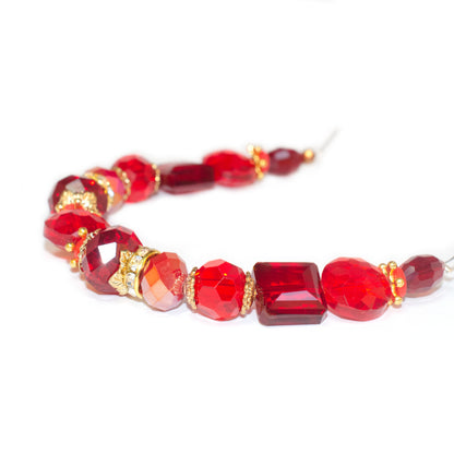 Red Glass Beads Strand for Jewelry Making Craft Assorted Beading Kit