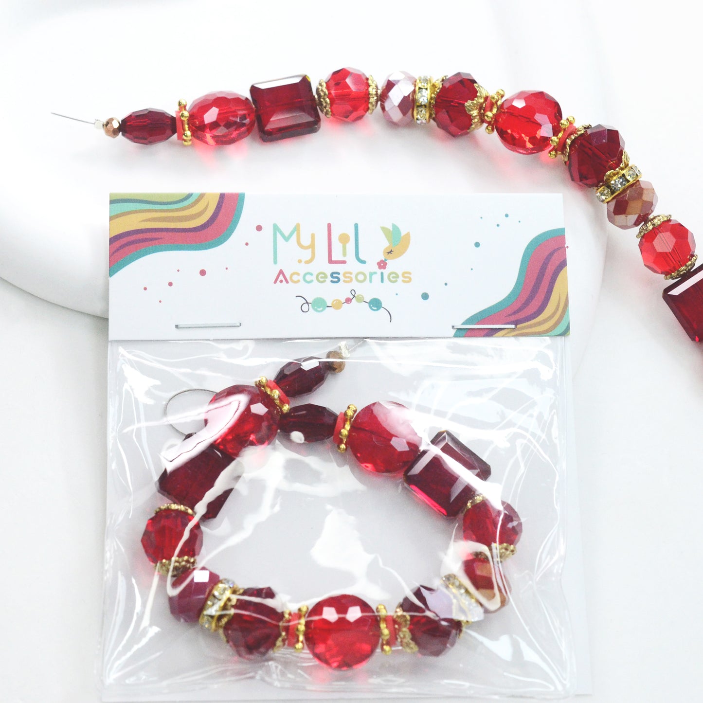 Red Glass Beads Strand for Jewelry Making Craft Assorted Beading Kit