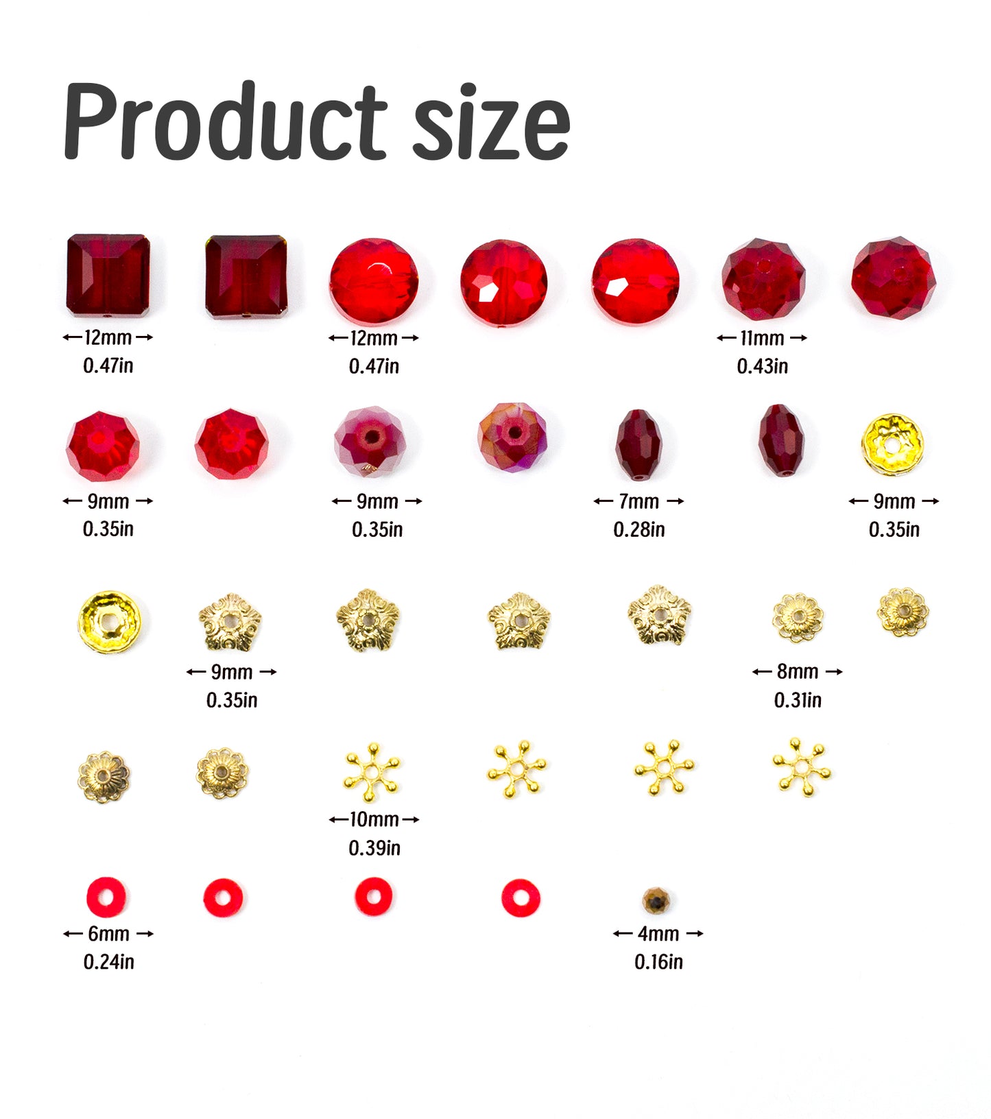 Red Glass Beads Strand for Jewelry Making Craft Assorted Beading Kit