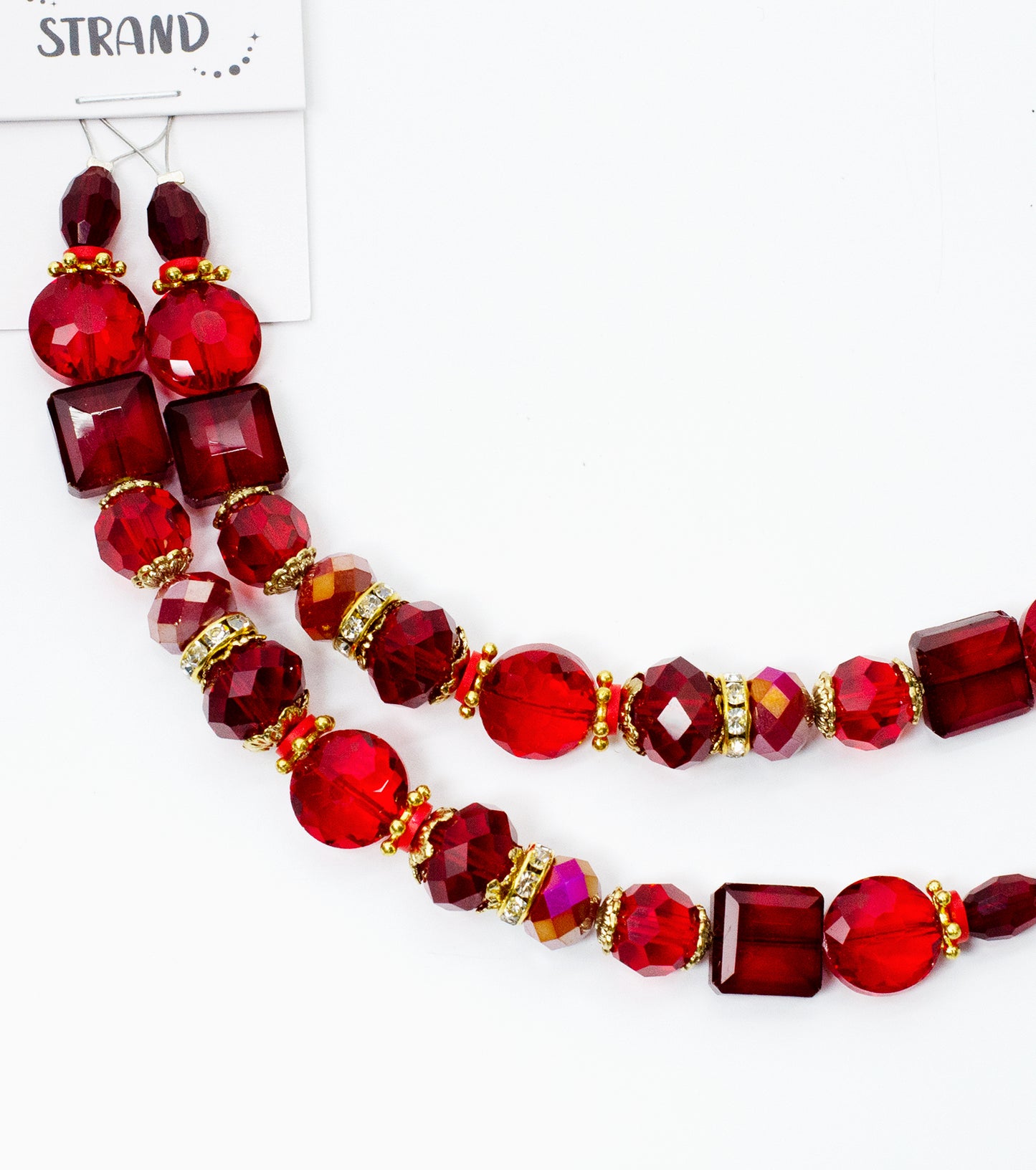 2 pcs Red Glass Beads Strand for Jewelry Making Craft Assorted Beading Kit