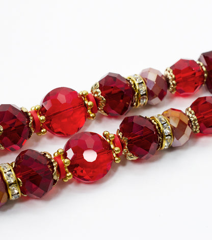2 pcs Red Glass Beads Strand for Jewelry Making Craft Assorted Beading Kit