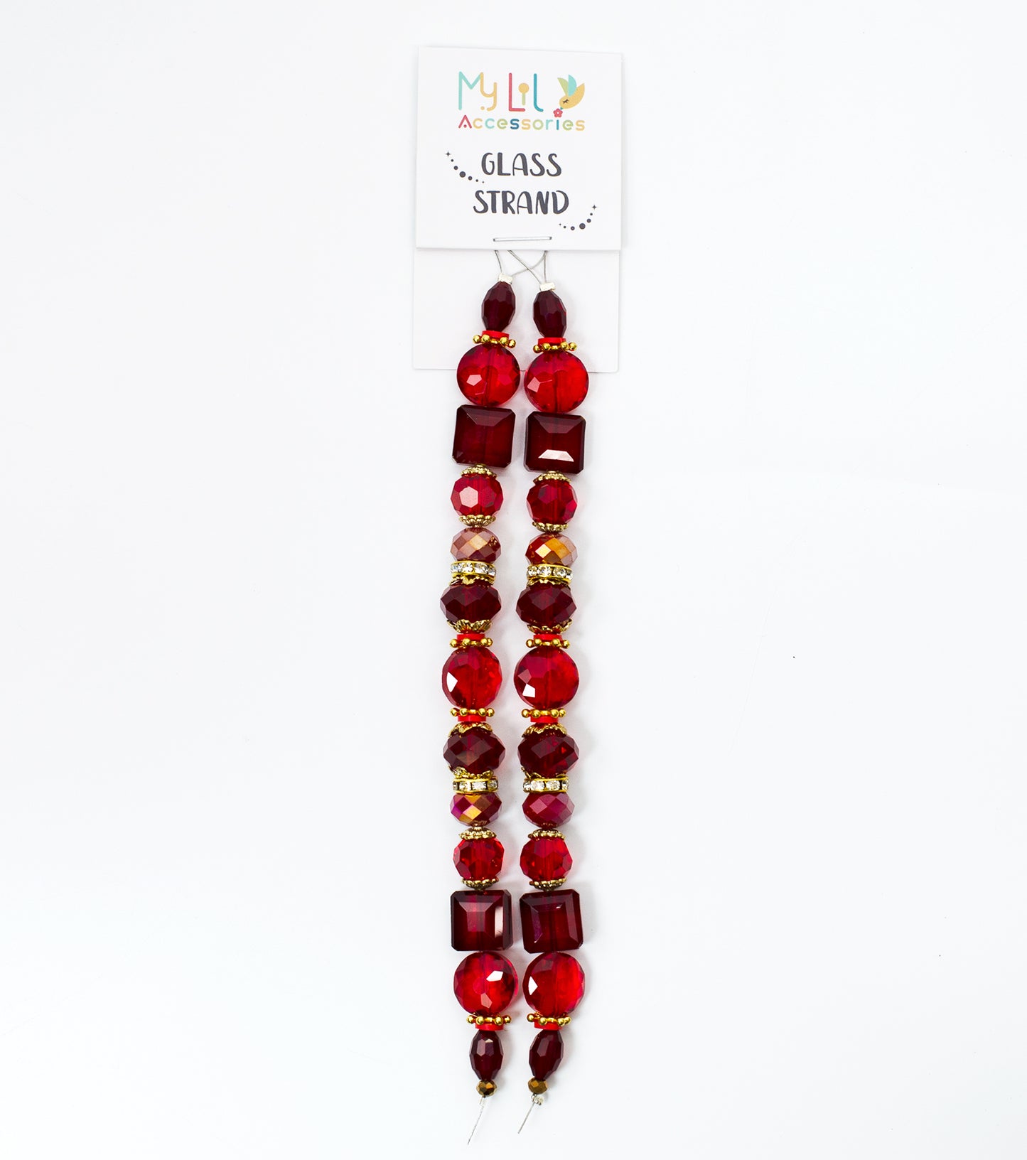 2 pcs Red Glass Beads Strand for Jewelry Making Craft Assorted Beading Kit