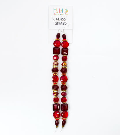 2 pcs Red Glass Beads Strand for Jewelry Making Craft Assorted Beading Kit