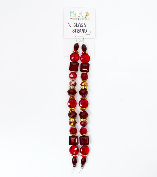 2 pcs Red Glass Beads Strand for Jewelry Making Craft Assorted Beading Kit