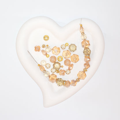 Tan Glass Beads Strand for Jewelry Making Craft Assorted Beading Kit