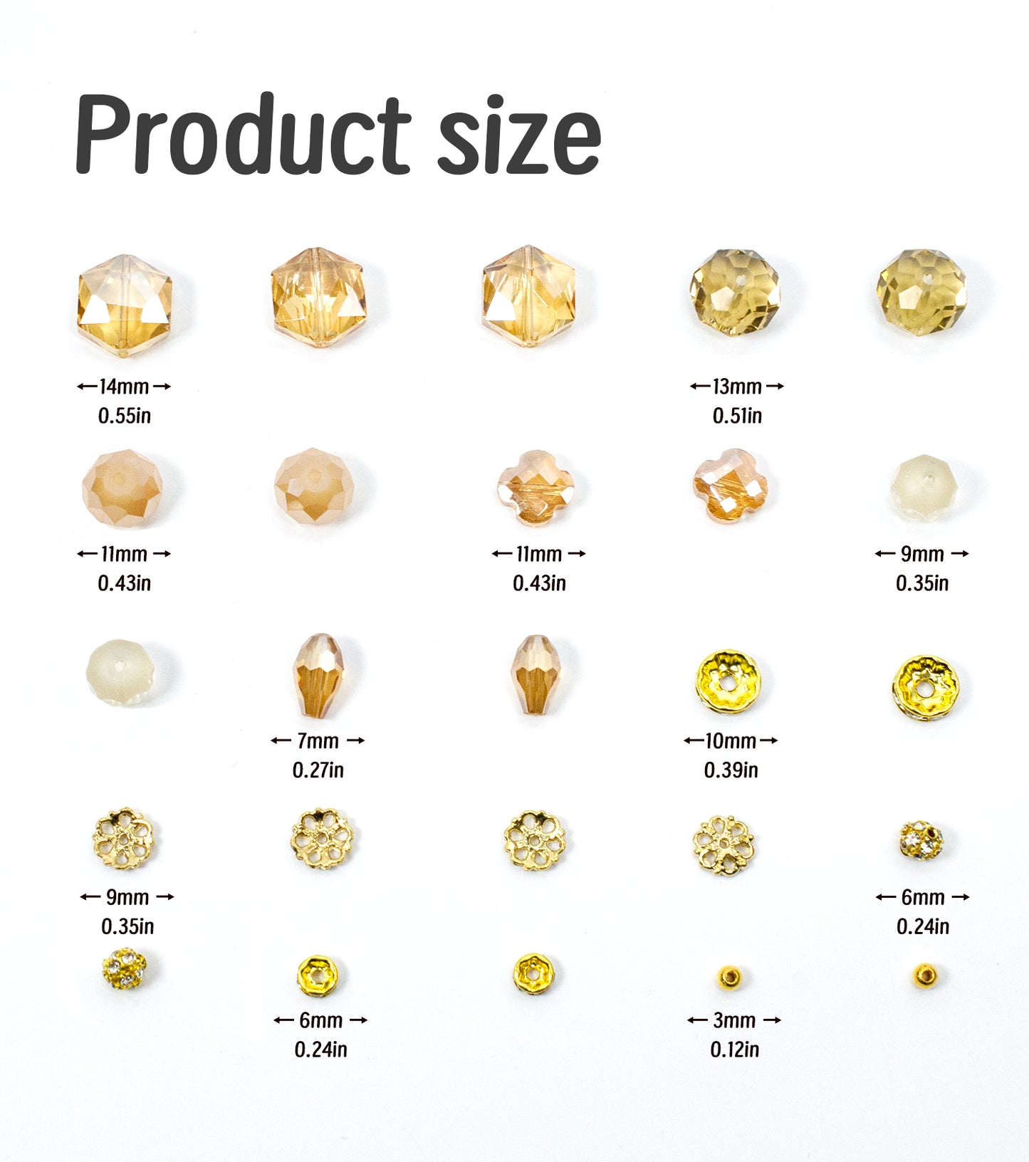 Tan Glass Beads Strand for Jewelry Making Craft Assorted Beading Kit