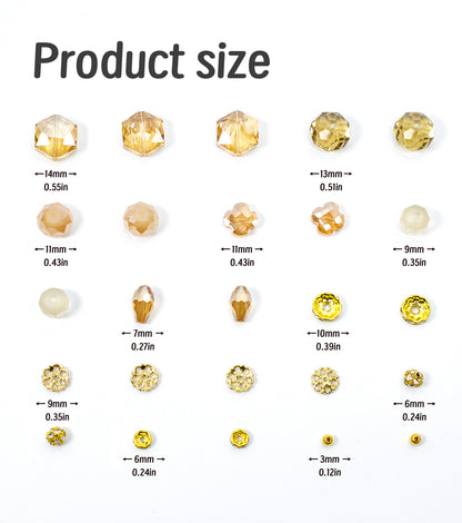 Tan Glass Beads Strand for Jewelry Making Craft Assorted Beading Kit