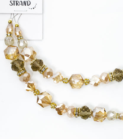 2 pcs Tan Glass Beads Strand for Jewelry Making Craft Assorted Beading Kit