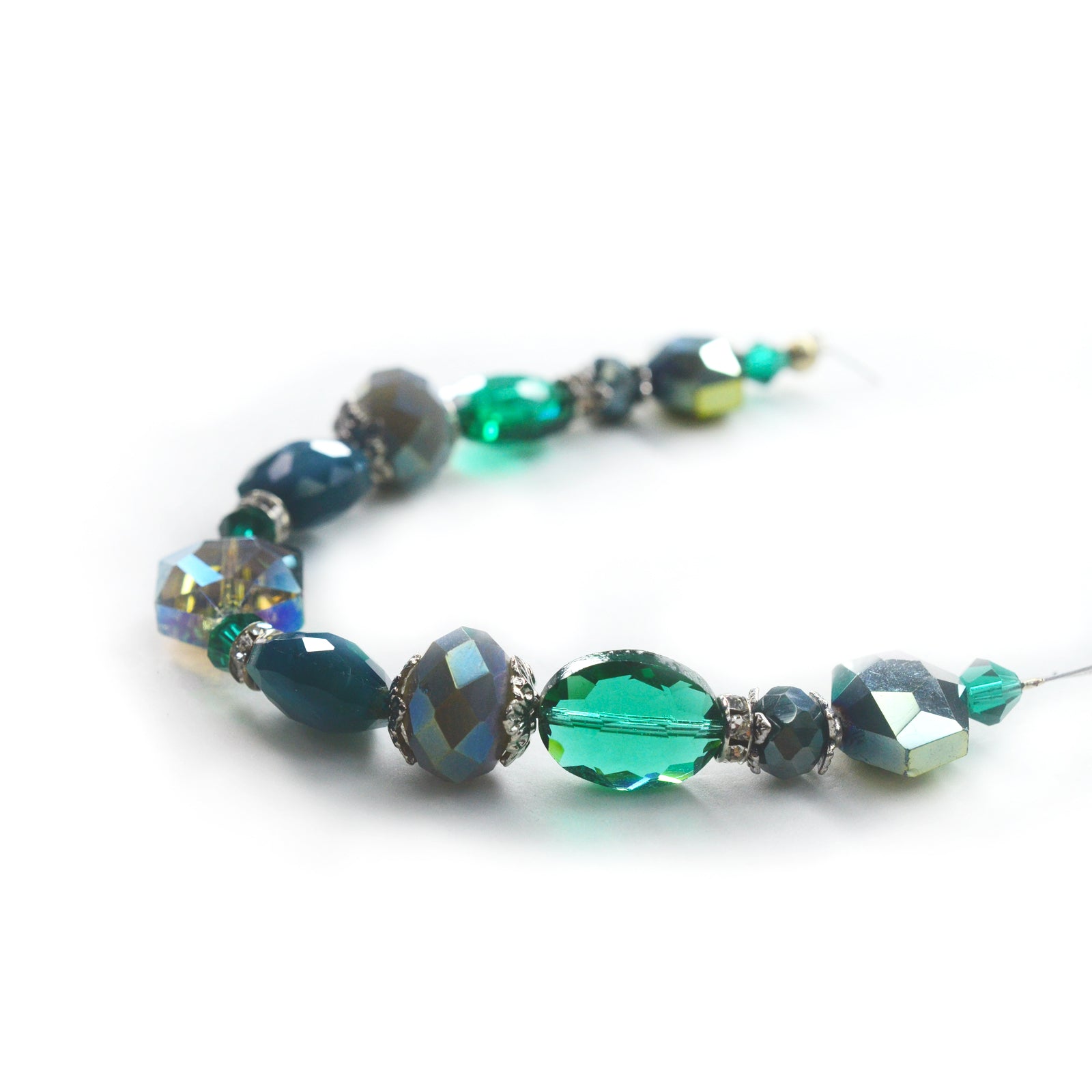 Teal Glass Beads Strand for Jewelry Making Craft Assorted Beading Kit