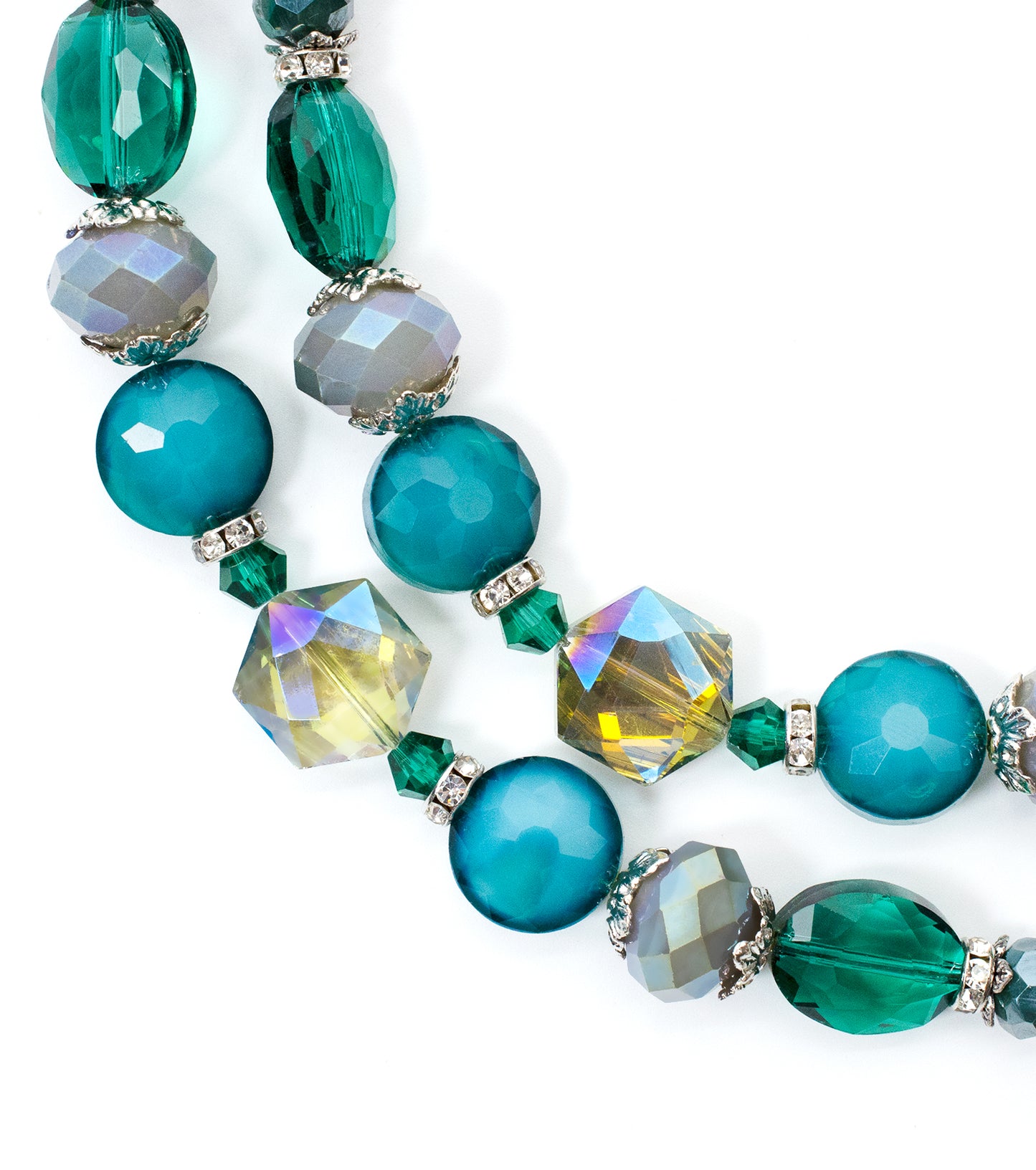 2 pcs Teal Glass Beads Strand for Jewelry Making Craft Assorted Beading Kit