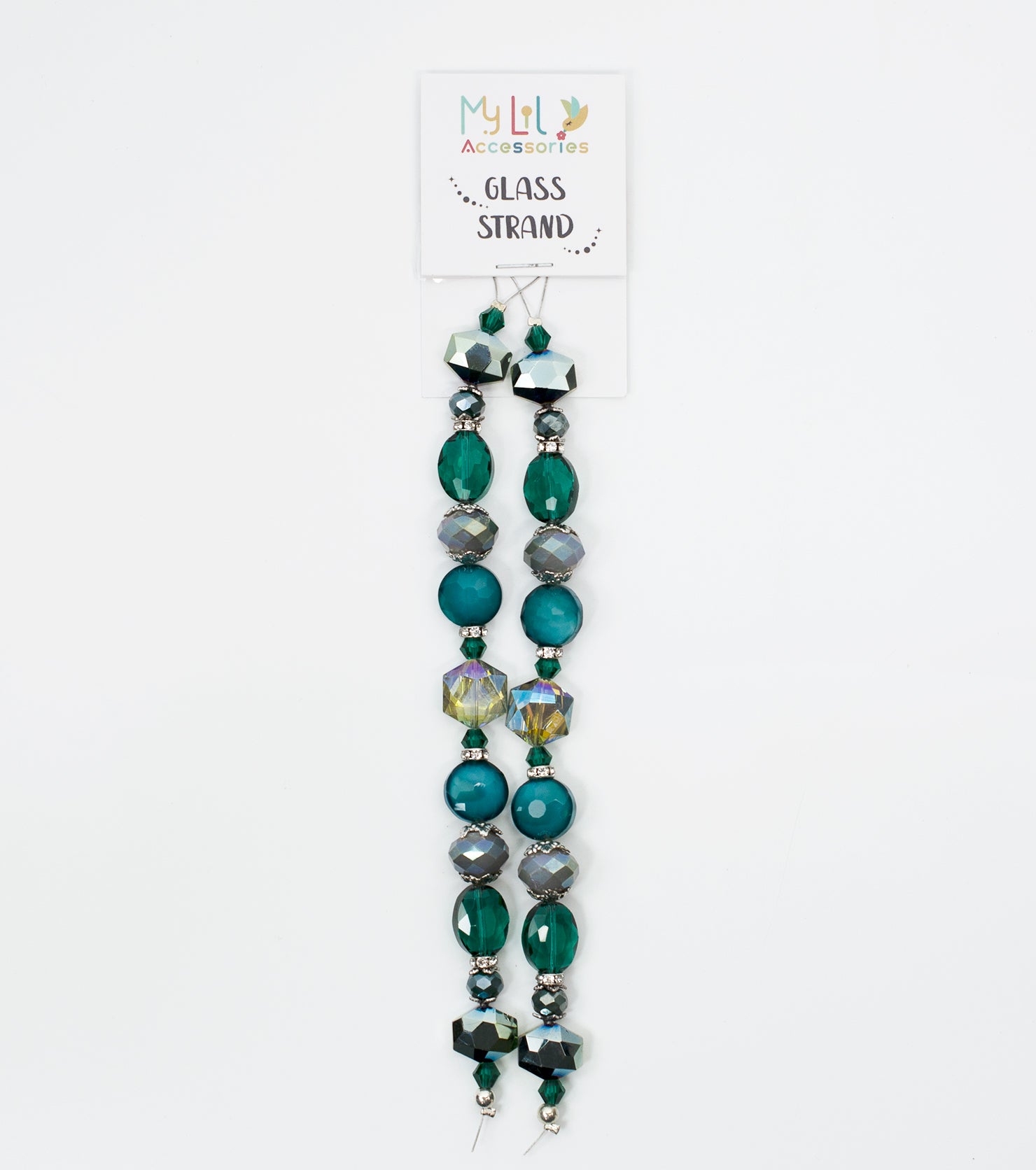 2 pcs Teal Glass Beads Strand for Jewelry Making Craft Assorted Beading Kit