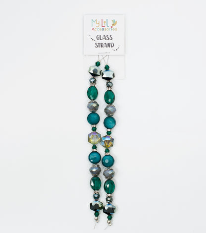 2 pcs Teal Glass Beads Strand for Jewelry Making Craft Assorted Beading Kit