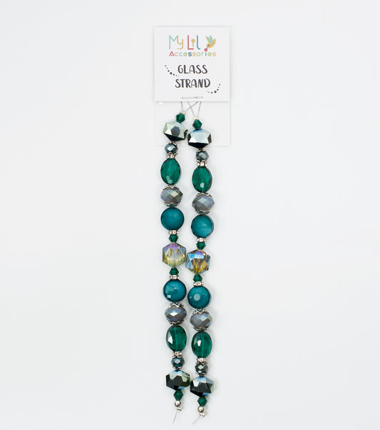 2 pcs Teal Glass Beads Strand for Jewelry Making Craft Assorted Beading Kit