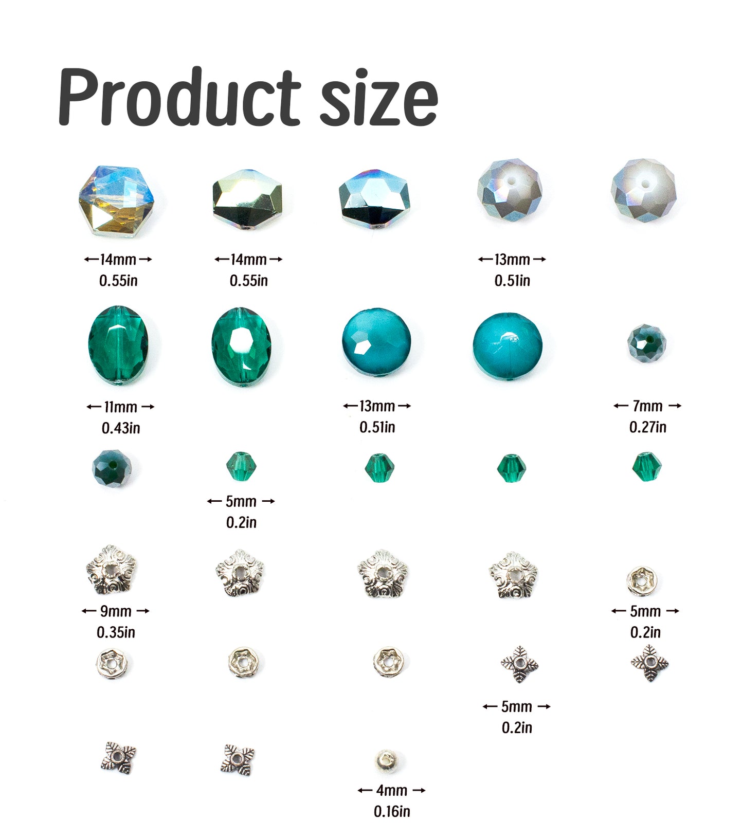 2 pcs Teal Glass Beads Strand for Jewelry Making Craft Assorted Beading Kit