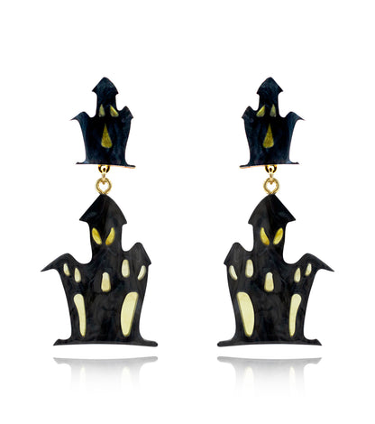 Ghost House Earrings Acrylic Resin Halloween Statement Jewelry for Women