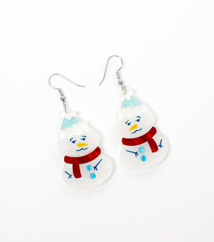 Snowman Earrings Christmas Statement Jewelry for Women