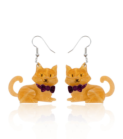 Orange Cat Earrings Christmas Statement Jewelry for Women