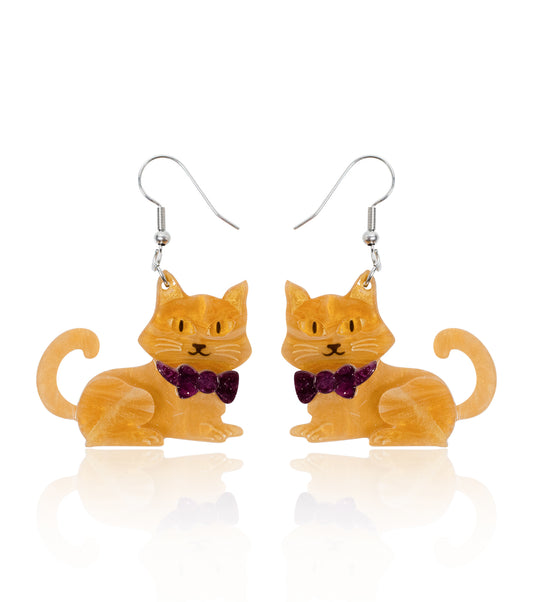 Orange Cat Earrings Christmas Statement Jewelry for Women
