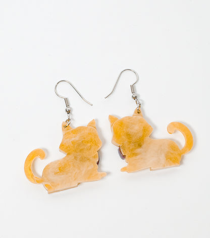 Orange Cat Earrings Christmas Statement Jewelry for Women