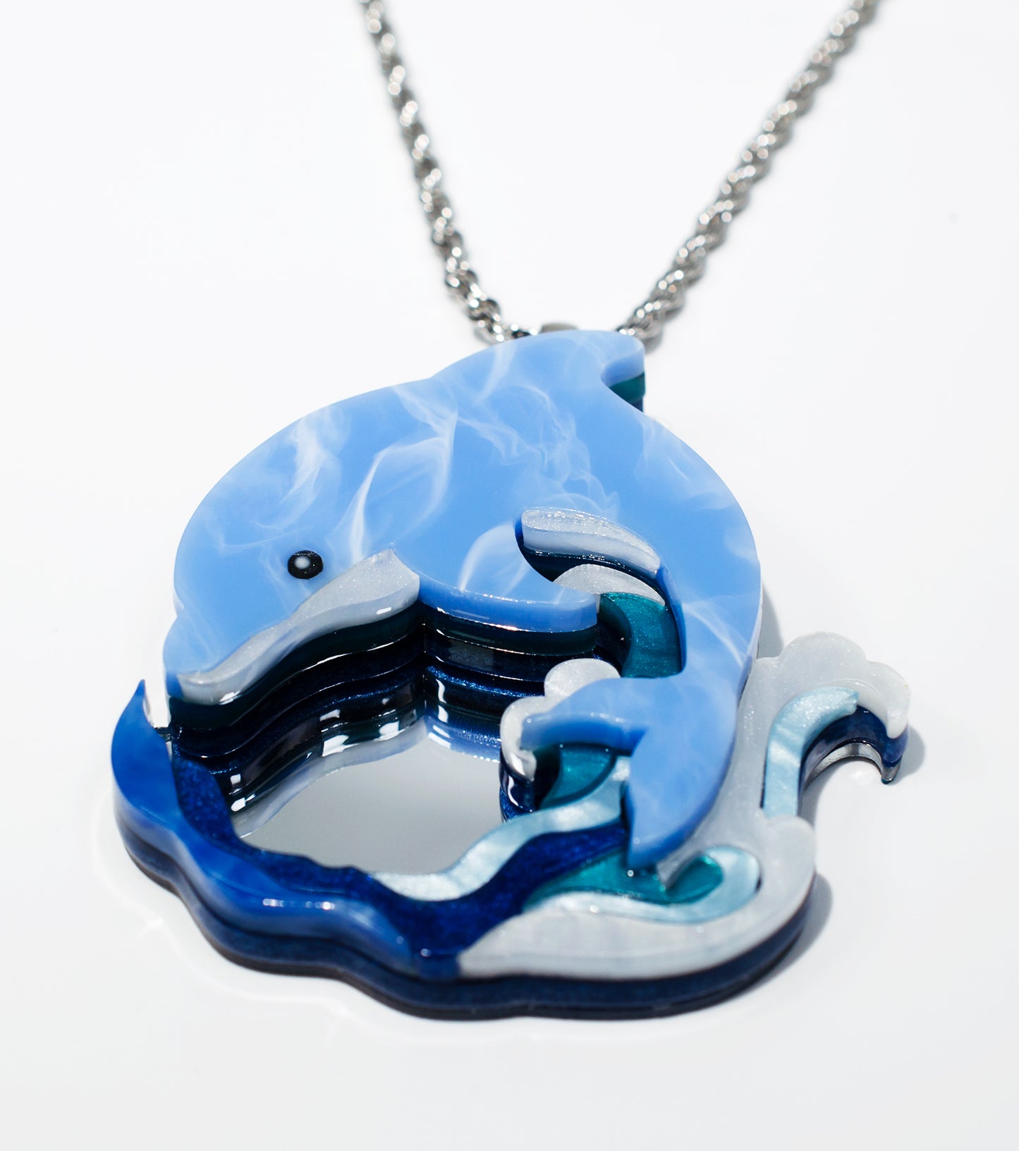 Dolphin Necklace Ocean Acrylic Resin Statement Jewelry for Women
