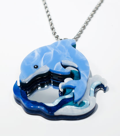 Dolphin Necklace Ocean Acrylic Resin Statement Jewelry for Women