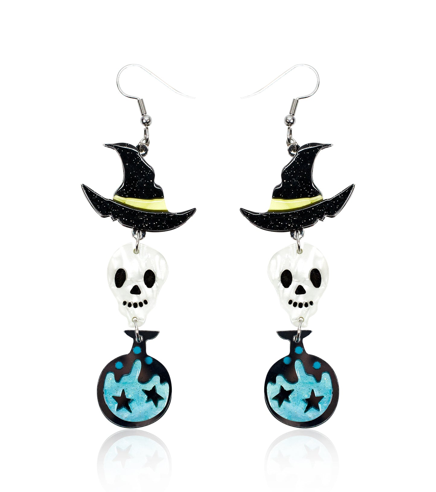 Wizard Skeleton Earrings Acrylic Resin Halloween Statement Jewelry for Women