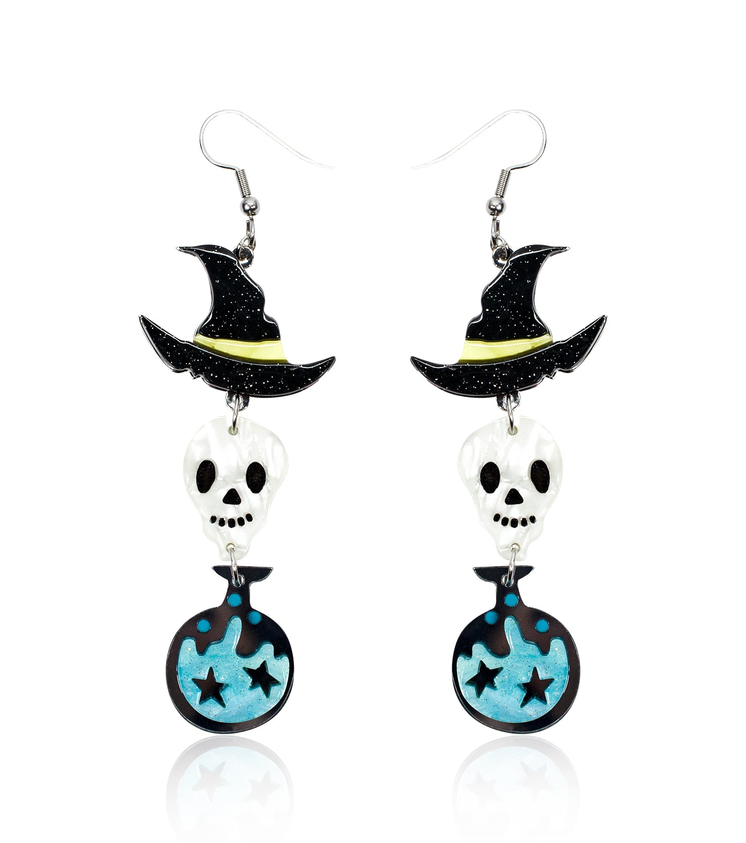 Wizard Skeleton Earrings Acrylic Resin Halloween Statement Jewelry for Women