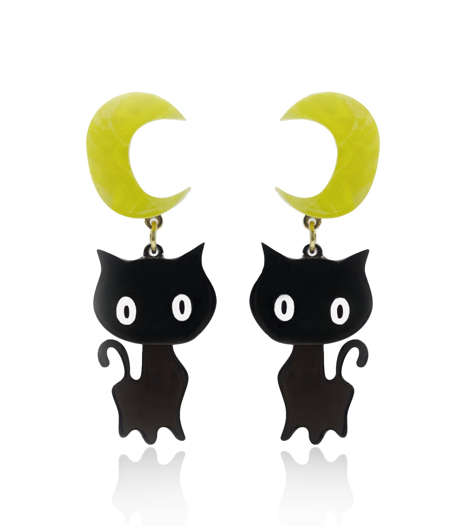 Moon Cat Earrings Acrylic Resin Halloween Statement Jewelry for Women