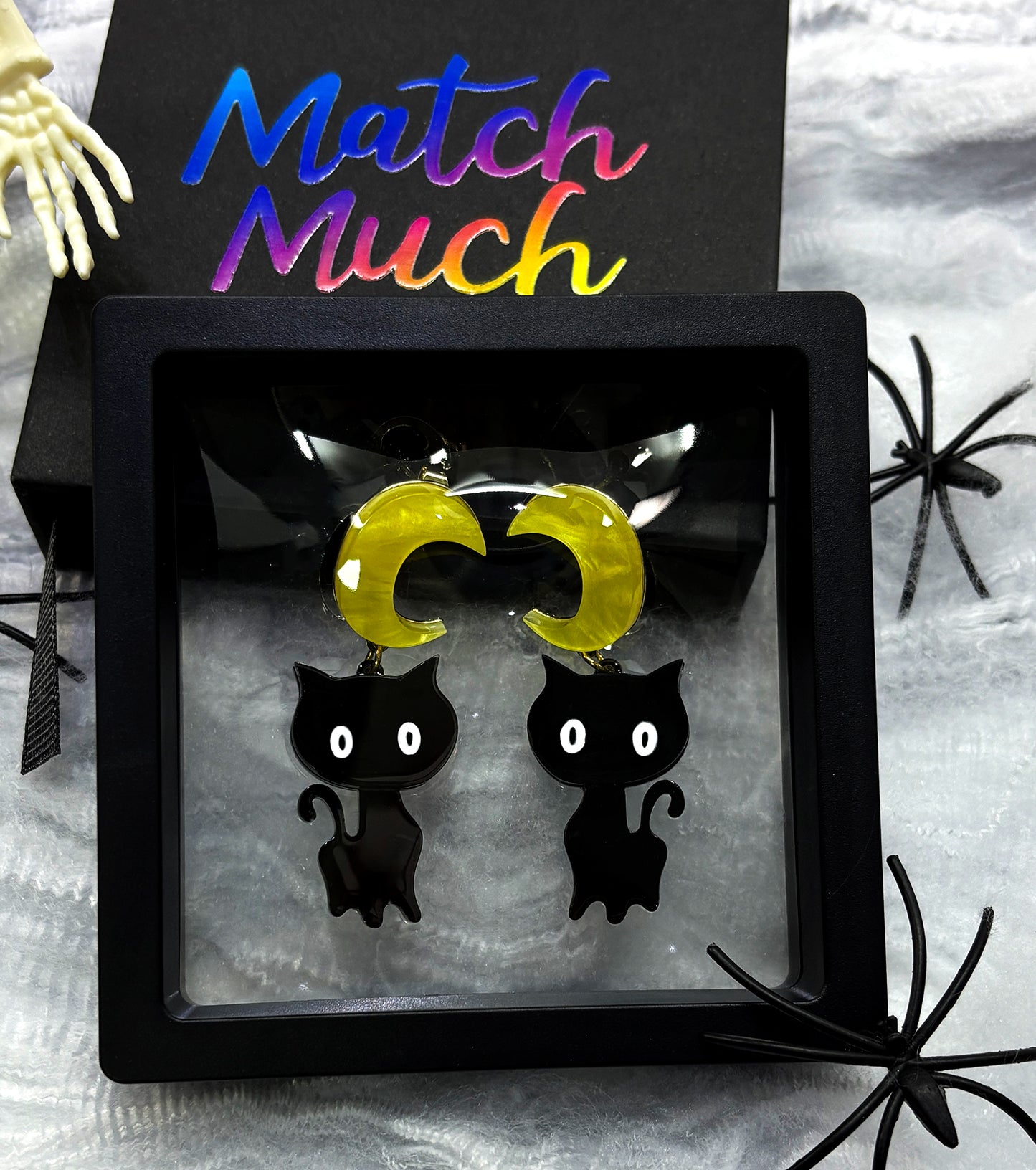 Moon Cat Earrings Acrylic Resin Halloween Statement Jewelry for Women