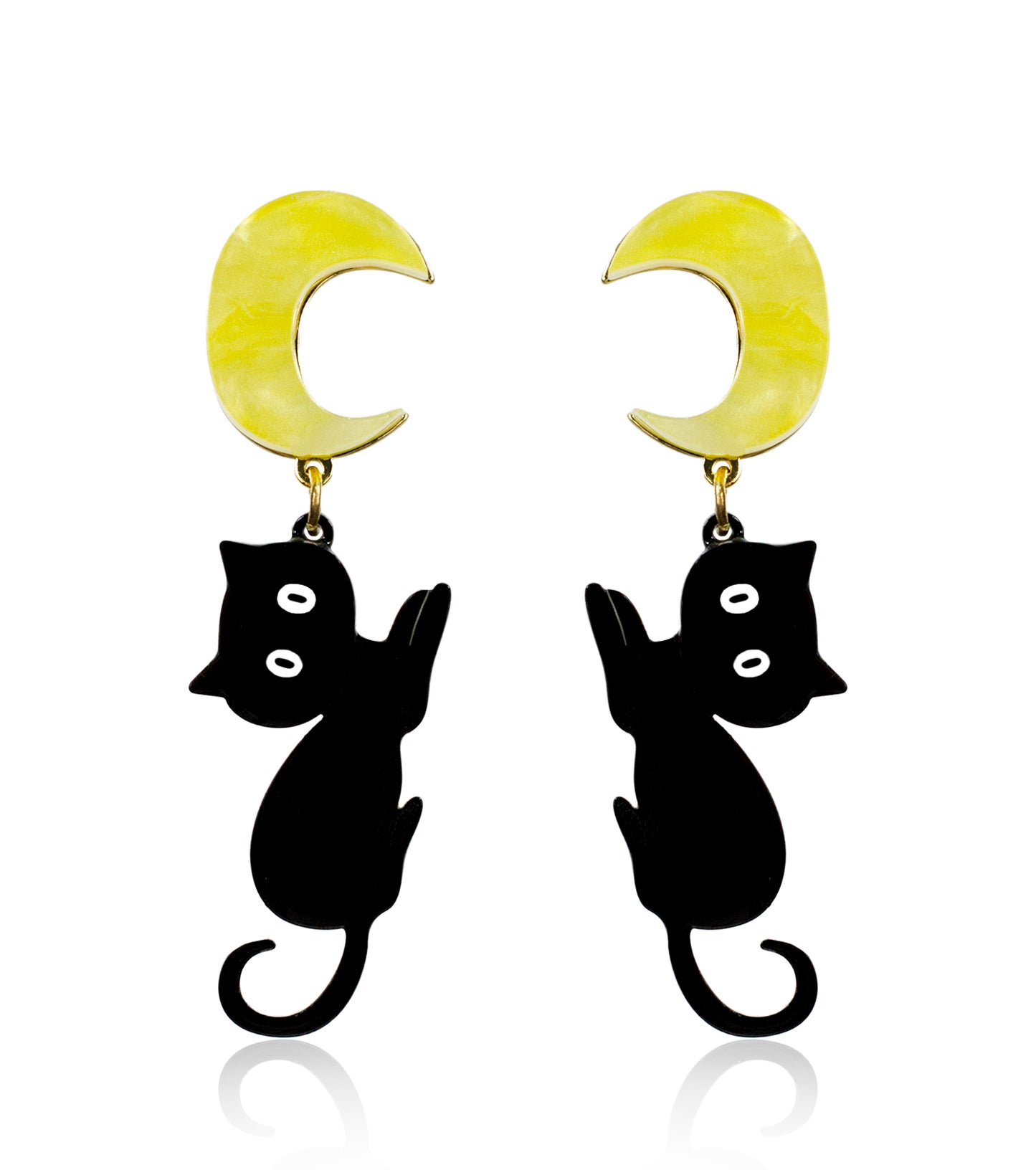 Moon Cat Earrings Acrylic Resin Halloween Statement Jewelry for Women
