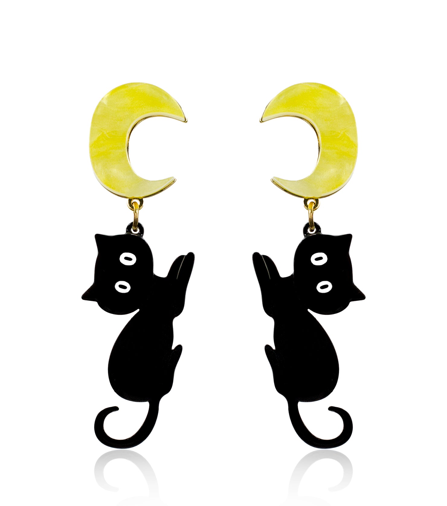 Moon Cat Earrings Acrylic Resin Halloween Statement Jewelry for Women